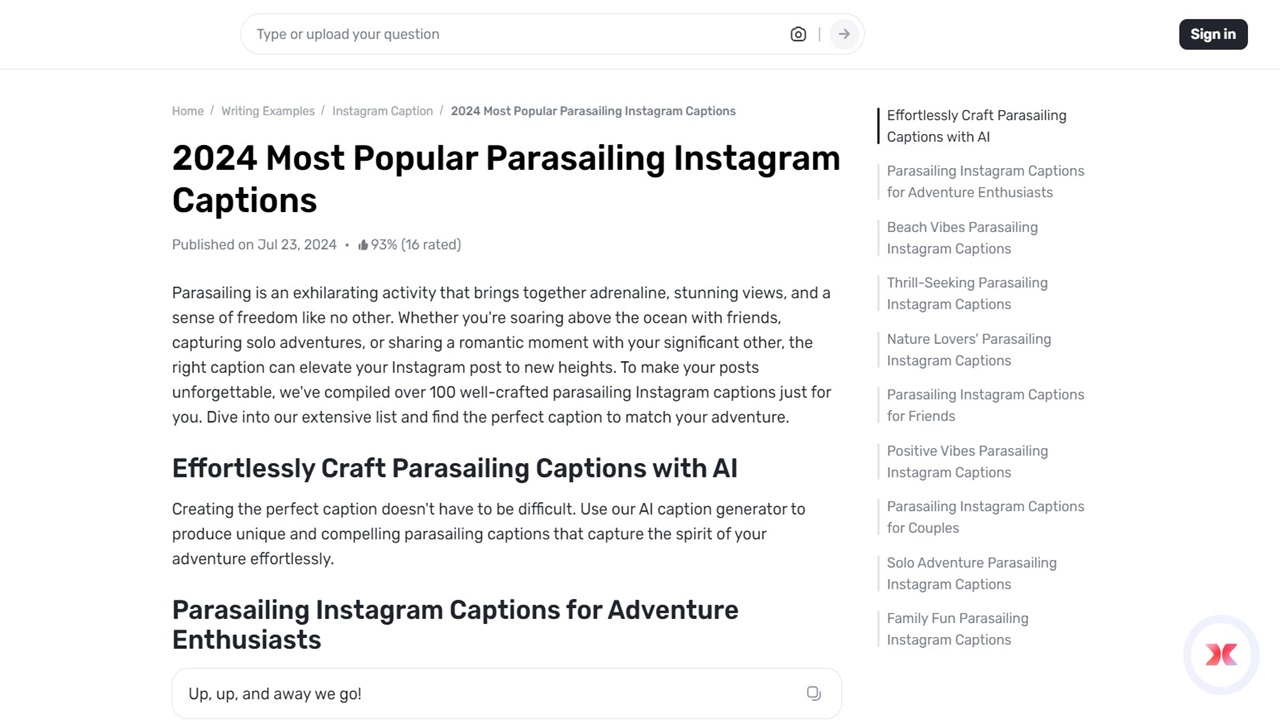 Gauth: Crafting Perfect Parasailing Captions for Every Occasion